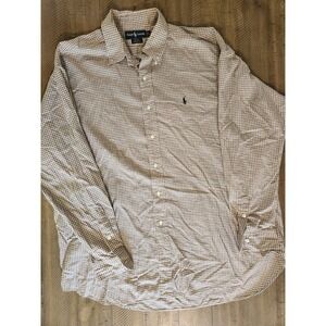 Polo Ralph Lauren Blake Shirt Mens XL Brown Tan Check Long Sleeve Cotton Button